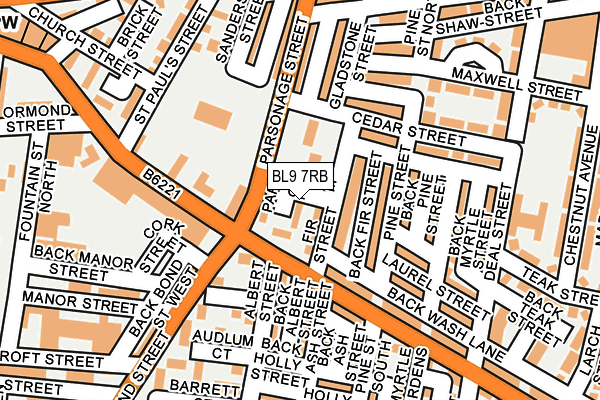 BL9 7RB map - OS OpenMap – Local (Ordnance Survey)