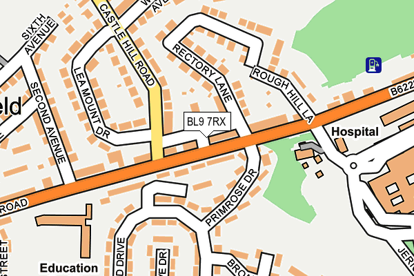 BL9 7RX map - OS OpenMap – Local (Ordnance Survey)