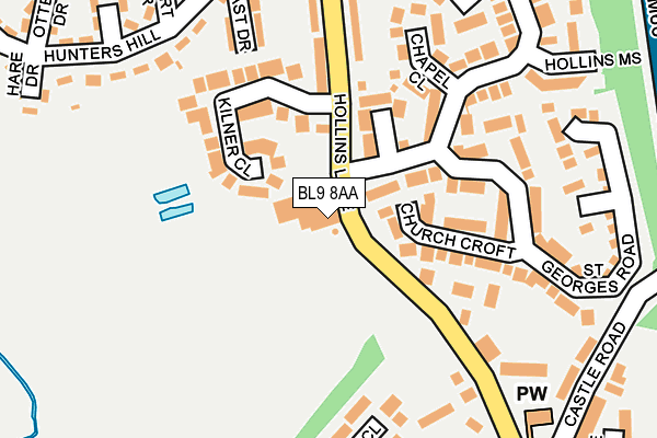 BL9 8AA map - OS OpenMap – Local (Ordnance Survey)