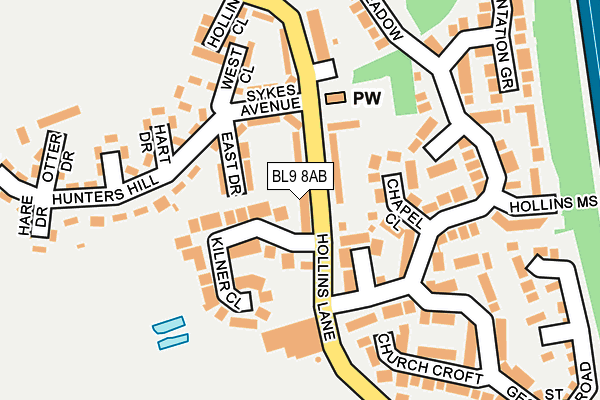 BL9 8AB map - OS OpenMap – Local (Ordnance Survey)