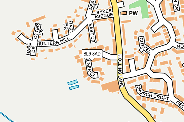 BL9 8AD map - OS OpenMap – Local (Ordnance Survey)