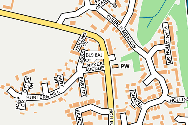 BL9 8AJ map - OS OpenMap – Local (Ordnance Survey)