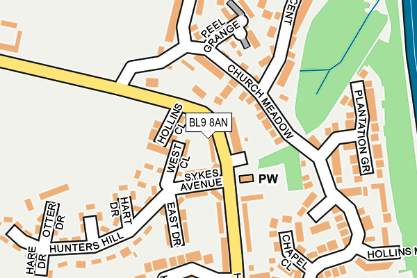 BL9 8AN map - OS OpenMap – Local (Ordnance Survey)