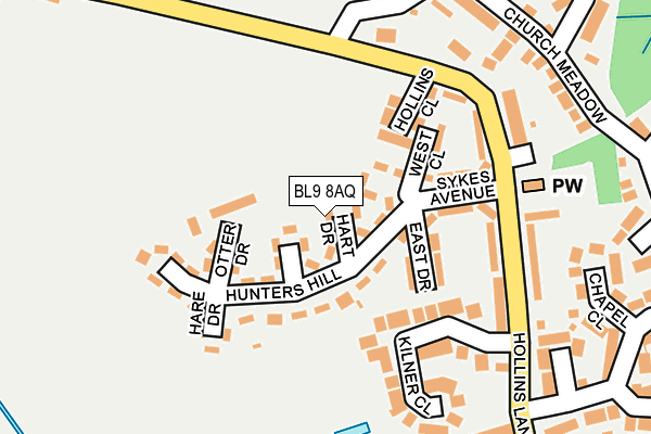 BL9 8AQ map - OS OpenMap – Local (Ordnance Survey)