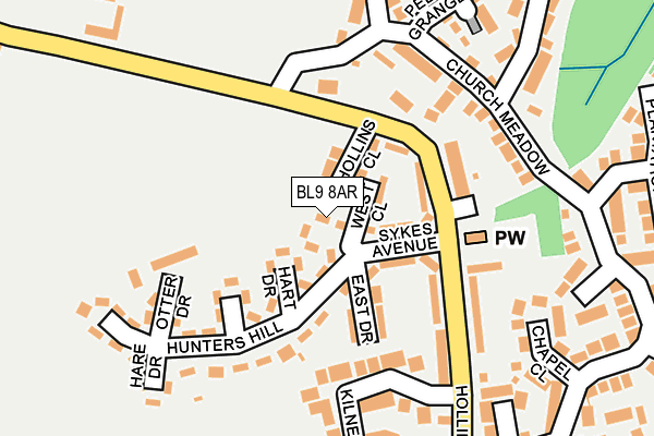 BL9 8AR map - OS OpenMap – Local (Ordnance Survey)