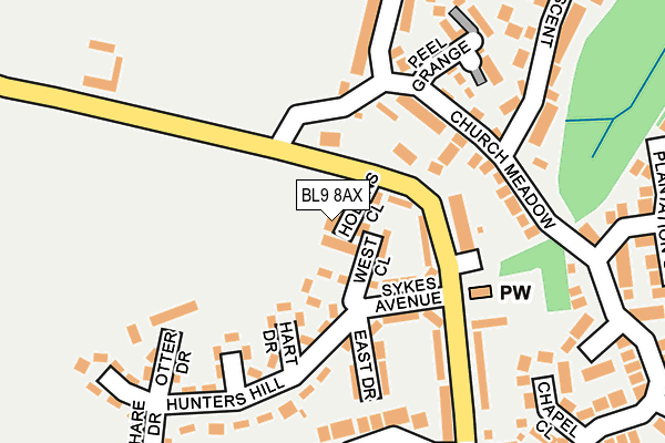 BL9 8AX map - OS OpenMap – Local (Ordnance Survey)