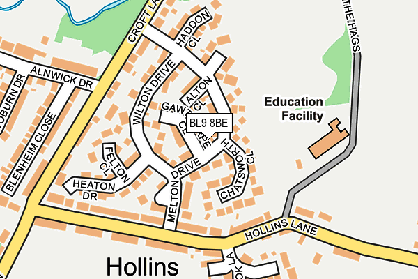 BL9 8BE map - OS OpenMap – Local (Ordnance Survey)