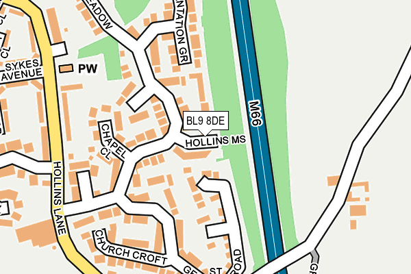 BL9 8DE map - OS OpenMap – Local (Ordnance Survey)