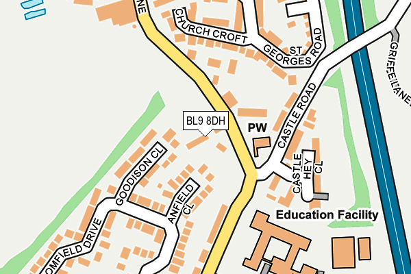 BL9 8DH map - OS OpenMap – Local (Ordnance Survey)