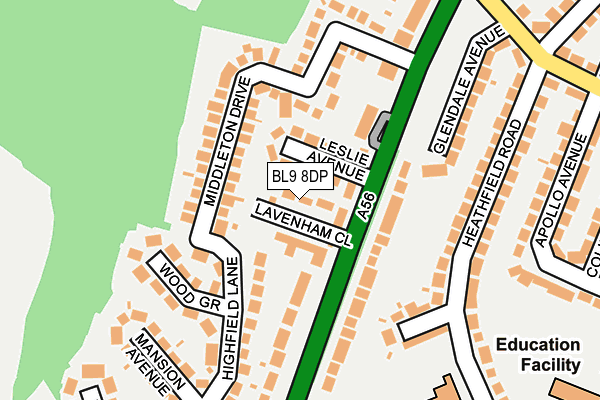 BL9 8DP map - OS OpenMap – Local (Ordnance Survey)