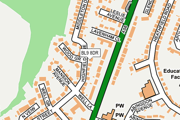 BL9 8DR map - OS OpenMap – Local (Ordnance Survey)