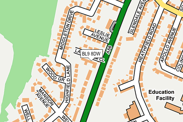 BL9 8DW map - OS OpenMap – Local (Ordnance Survey)