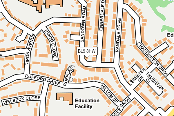 BL9 8HW map - OS OpenMap – Local (Ordnance Survey)