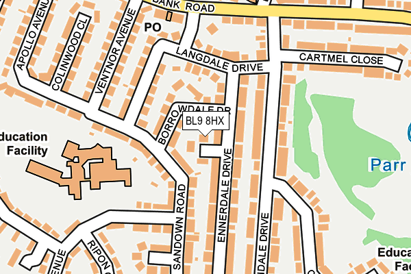 BL9 8HX map - OS OpenMap – Local (Ordnance Survey)
