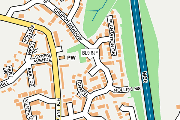 BL9 8JF map - OS OpenMap – Local (Ordnance Survey)
