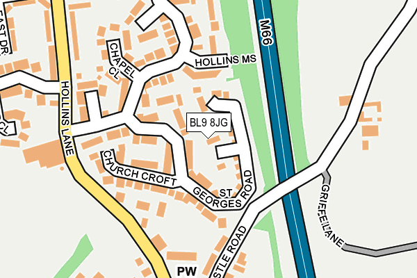 BL9 8JG map - OS OpenMap – Local (Ordnance Survey)