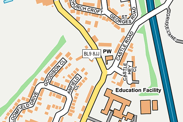 BL9 8JJ map - OS OpenMap – Local (Ordnance Survey)