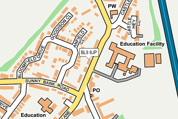 BL9 8JP map - OS OpenMap – Local (Ordnance Survey)