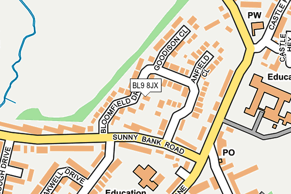 BL9 8JX map - OS OpenMap – Local (Ordnance Survey)