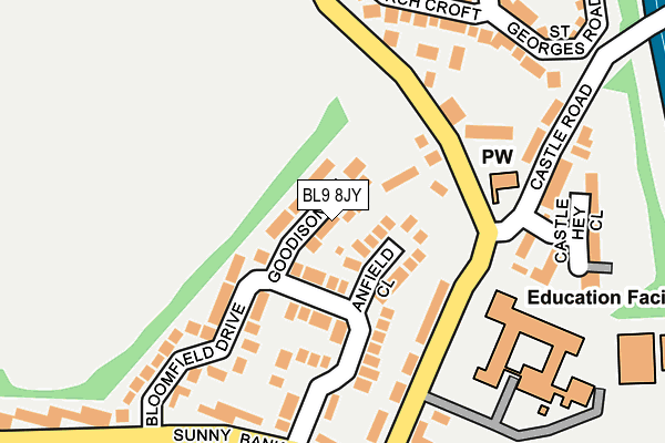 BL9 8JY map - OS OpenMap – Local (Ordnance Survey)