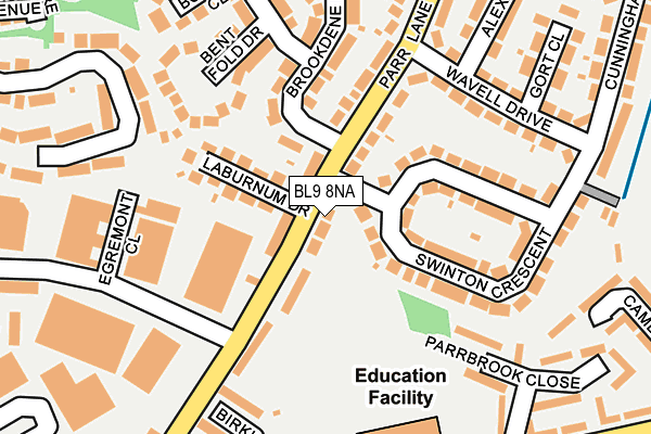 BL9 8NA map - OS OpenMap – Local (Ordnance Survey)