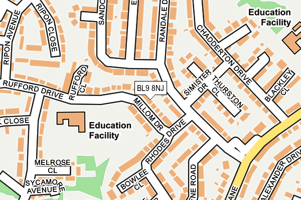 BL9 8NJ map - OS OpenMap – Local (Ordnance Survey)