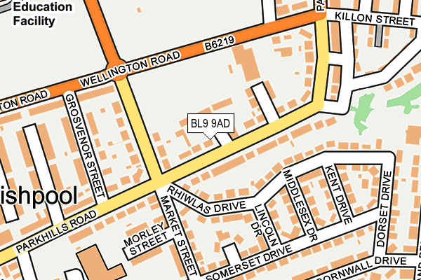 BL9 9AD map - OS OpenMap – Local (Ordnance Survey)