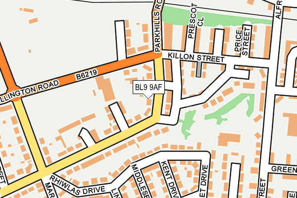 BL9 9AF map - OS OpenMap – Local (Ordnance Survey)