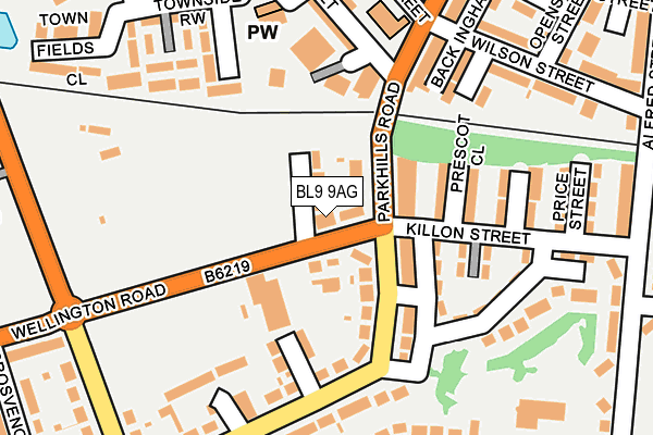 BL9 9AG map - OS OpenMap – Local (Ordnance Survey)