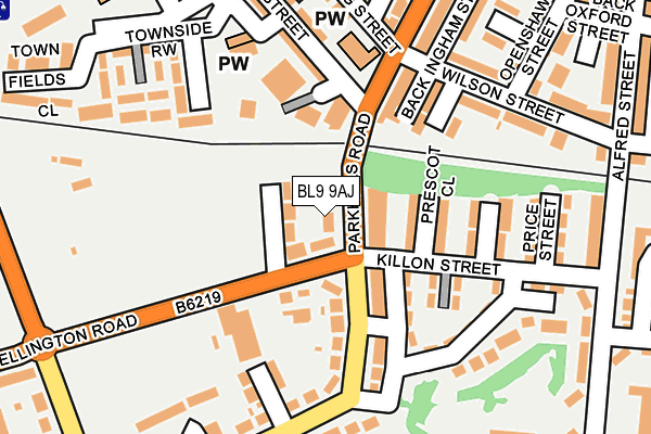 BL9 9AJ map - OS OpenMap – Local (Ordnance Survey)