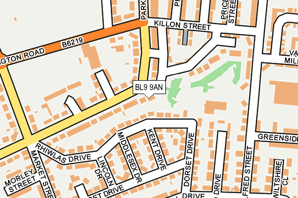 BL9 9AN map - OS OpenMap – Local (Ordnance Survey)