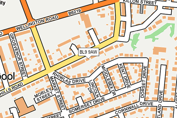 BL9 9AW map - OS OpenMap – Local (Ordnance Survey)