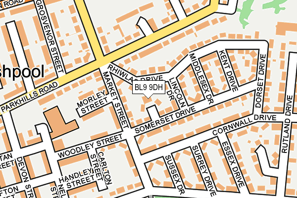 BL9 9DH map - OS OpenMap – Local (Ordnance Survey)