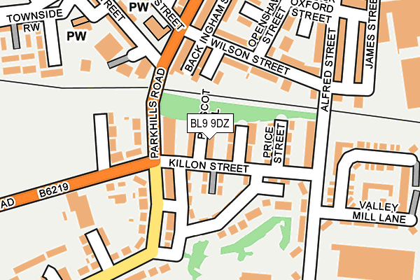 BL9 9DZ map - OS OpenMap – Local (Ordnance Survey)