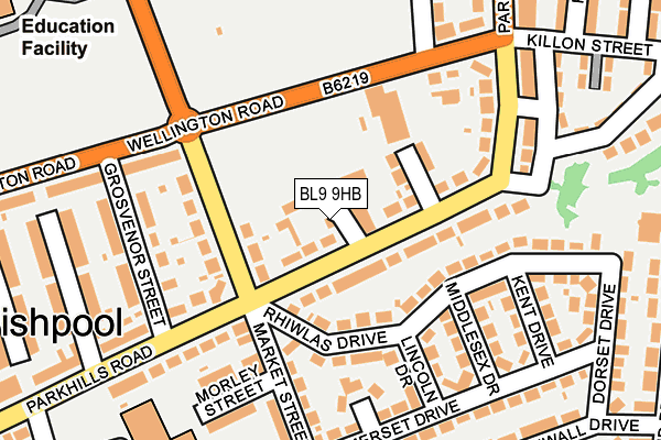 BL9 9HB map - OS OpenMap – Local (Ordnance Survey)