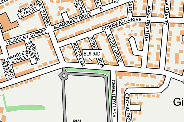 BL9 9JD map - OS OpenMap – Local (Ordnance Survey)