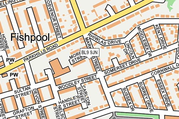 BL9 9JN map - OS OpenMap – Local (Ordnance Survey)