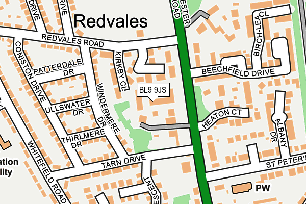 BL9 9JS map - OS OpenMap – Local (Ordnance Survey)