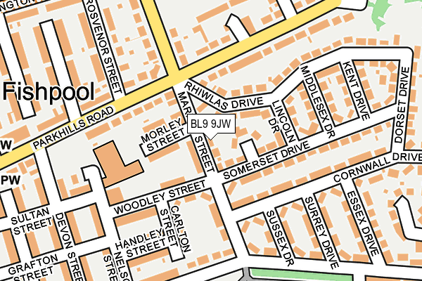 BL9 9JW map - OS OpenMap – Local (Ordnance Survey)