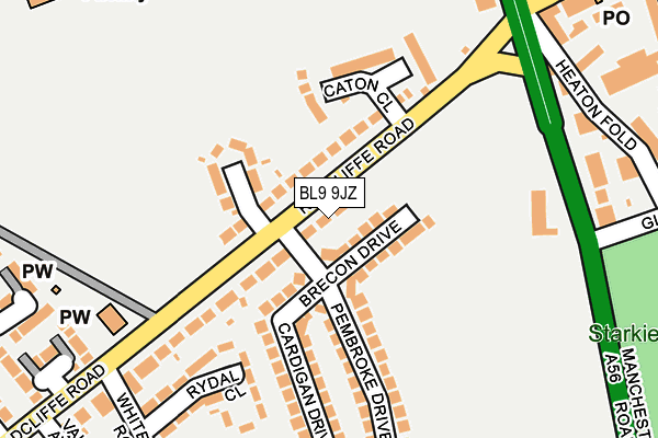 BL9 9JZ map - OS OpenMap – Local (Ordnance Survey)