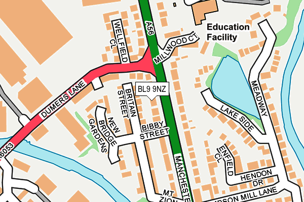 BL9 9NZ map - OS OpenMap – Local (Ordnance Survey)