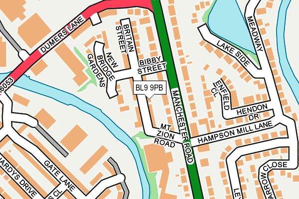 BL9 9PB map - OS OpenMap – Local (Ordnance Survey)