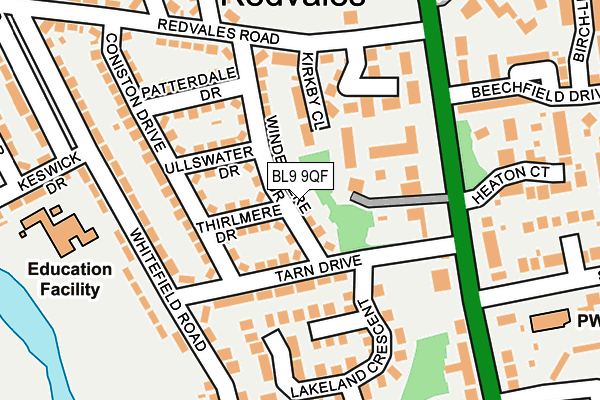 BL9 9QF map - OS OpenMap – Local (Ordnance Survey)