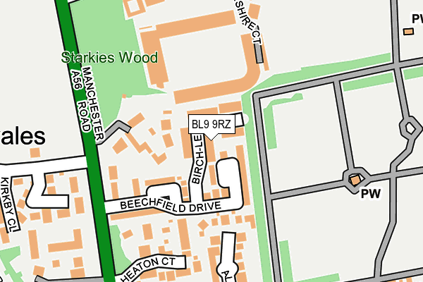 BL9 9RZ map - OS OpenMap – Local (Ordnance Survey)