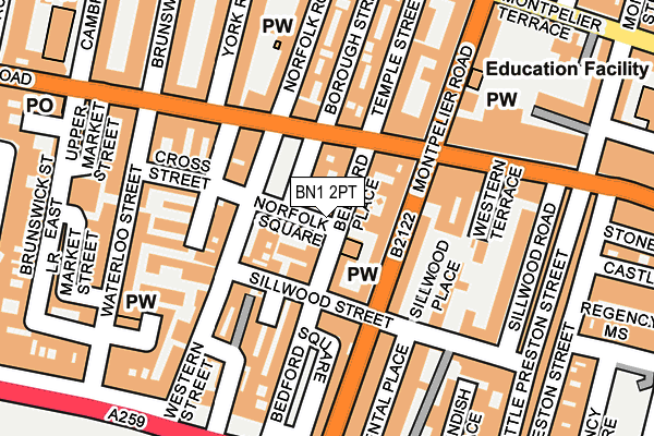 Map of 12 BEDFORD PLACE BRIGHTON LIMITED at local scale