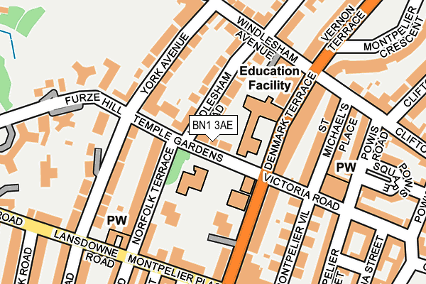 BN1 3AE map - OS OpenMap – Local (Ordnance Survey)