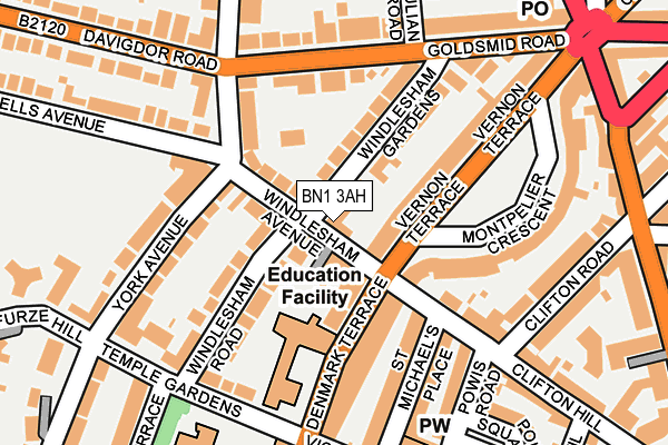 BN1 3AH map - OS OpenMap – Local (Ordnance Survey)