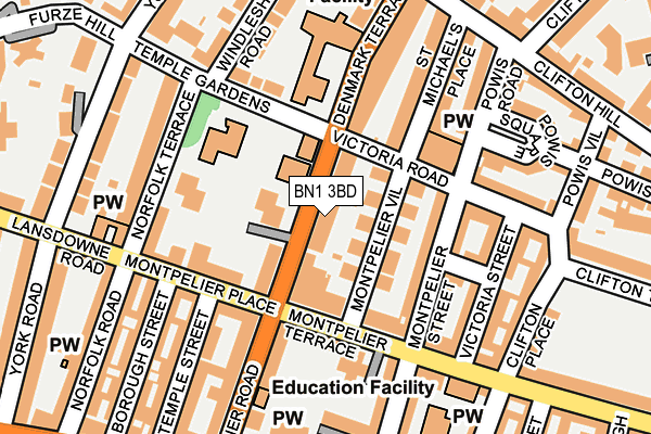Map of 74 MONTPELIER ROAD (BRIGHTON) LIMITED at local scale