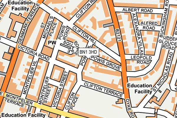 BN1 3HD map - OS OpenMap – Local (Ordnance Survey)