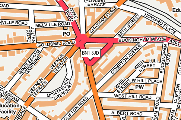BN1 3JD map - OS OpenMap – Local (Ordnance Survey)